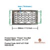 "Flower" Iron Wall Register with Louver - 6" x 12" (7-1/2" x 13-1/2" Overall)